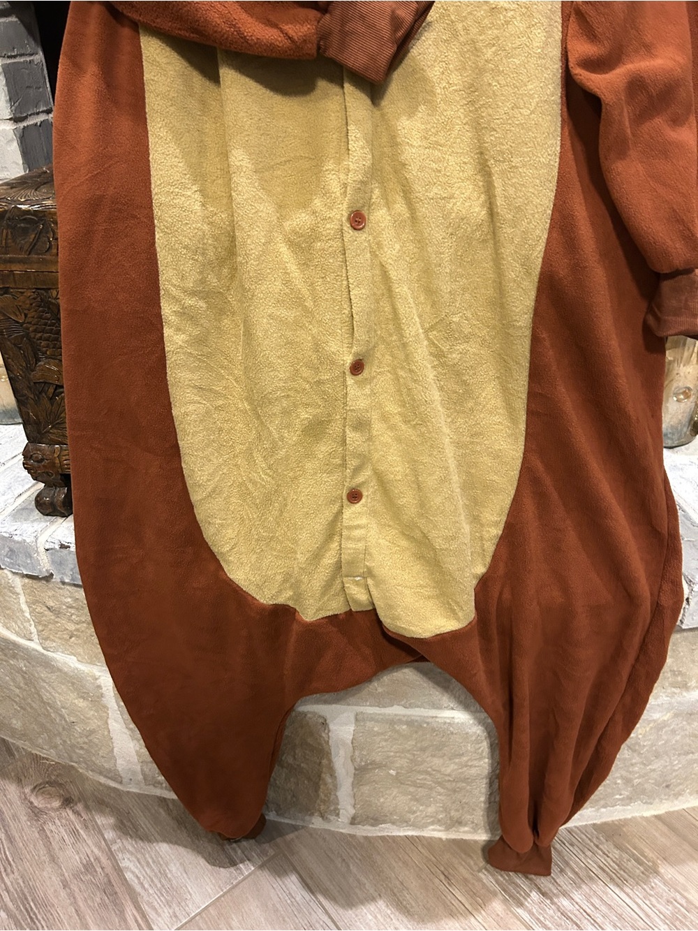 Adult Unisex Bear Hooded Onesie Costume with Tan Belly - Picture 5 of 7